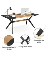 Tribesigns 63 Inch Executive Desk, Large Office Computer Desk with X-Shape Frame, Modern Working Table Business Furniture for Home Office