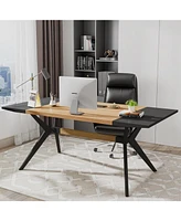 Tribesigns 63 Inch Executive Desk, Large Office Computer Desk with X-Shape Frame, Modern Working Table Business Furniture for Home Office