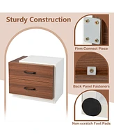 Gymax 2PCS Nightstand Bedside Side End Table w/ 2 Drawers for Bedroom Living Room