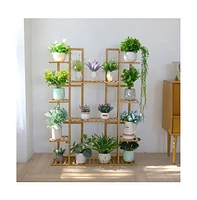 Unho Garden Potted Flower Plant Stand 9 Tier Wood Corner Display Shelf Shelving Rack