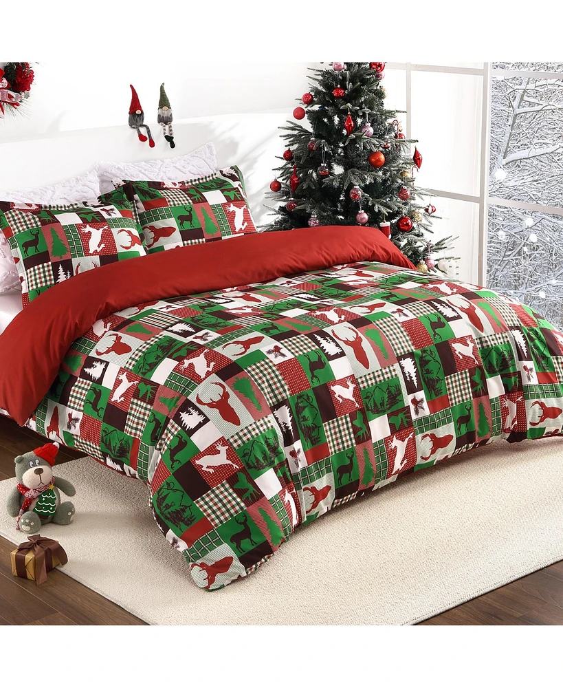 gaomon 3 Pieces Christmas Holiday Bedding Duvet Cover Set