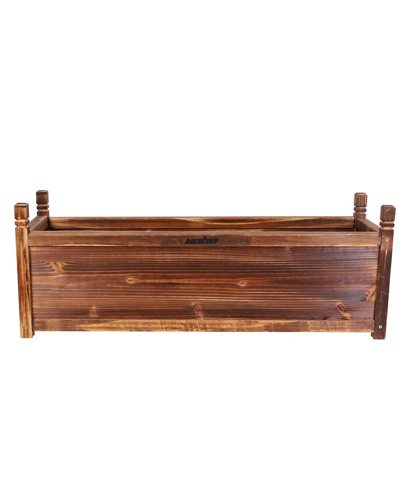 Unho Wood Planter Box Outdoor Garden Rectangular Planter Flowers Box Raised Bed