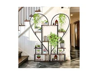 Unho 2 Pack Half Heart Shaped Ladder Planter Pot Holder Multilayer Display Shelf