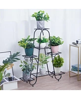 Unho 7 Tier Metal Plant Holder Stand Patio Corner Plant Shelf Decorative Flower Stand