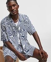 Mode of One Men's Distorted Wave Relaxed-Fit Shorts, Exclusively at Macy's