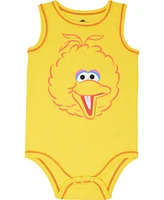 Sesame Street Baby Boys Elmo Cookie Monster Bird Newborn Baby 5 Pack Cuddly Short Sleeve Bodysuits