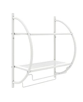 Gymax Wall Mount Shower Organizer Holder 2-Tier Bathroom Rack Storage Toilet Towel Bar White