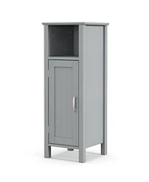 Gymax Bathroom Storage Organizer Narrow Floor Cabinet w/ 2-Tier Cabinet Open Compartment