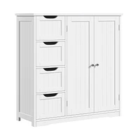 Yaheetech Bathroom Storage Cabinet with 4 Drawers and Double Doors