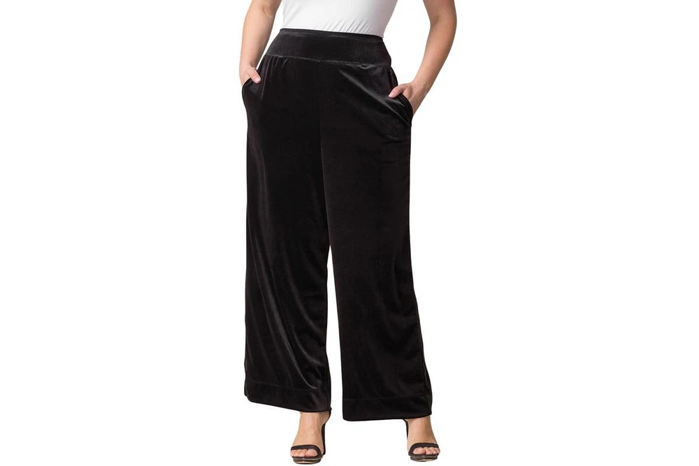 Kiyonna Plus Velvet Luxe Wide Leg Pants