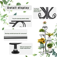 Unho 5 Tier Tall Plant Stand Metal Shelf Flower Pots Display Holder Outdoor Garden