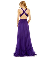 Mac Duggal Women's Halter Neck Keyhole Cut-Out Gown