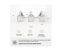 gaomon Led Modern Crystal Bathroom Vanity Lights Over Mirror, Chrome Bathroom Light Fixtures Wall Light (3-Light)