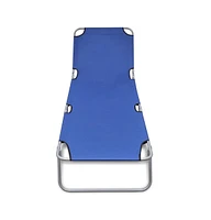 vidaXL Folding Sun Lounger Powder-coated Steel Blue