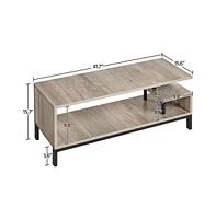 Yaheetech Modern Industrial Free Standing Tv Table Wood Media Console with Storage Shelf