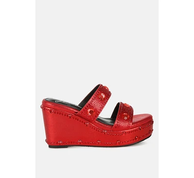 Iki Diki Rhinestone & Diamante Wedge Sandals