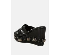 London Rag Blistronic Chunky Diamante & Rhinestone Cut-Out Sandals