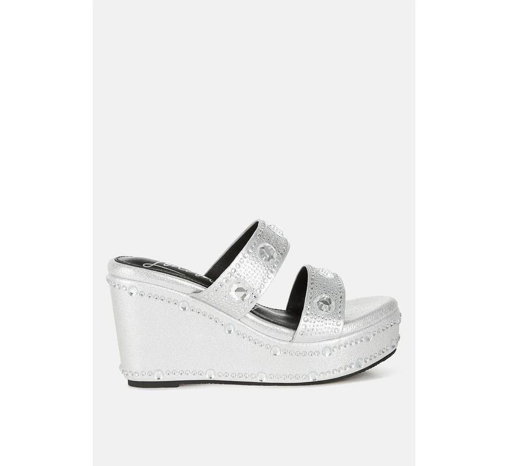 London Rag Iki Diki Rhinestone & Diamante Wedge Sandals