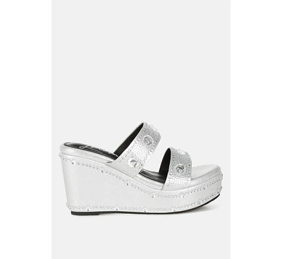 London Rag Iki Diki Rhinestone & Diamante Wedge Sandals