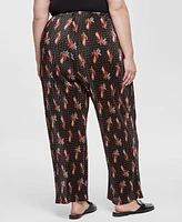 Jm Collection Plus Pleat Pull-On Printed Pants, Exclusively at Macy's