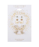 Unwritten Cubic Zirconia Flower Butterfly Hoop Stud Earring Set