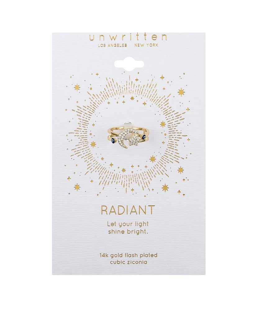 Unwritten Cubic Zirconia Evil Eye Moon Star Bypass Ring