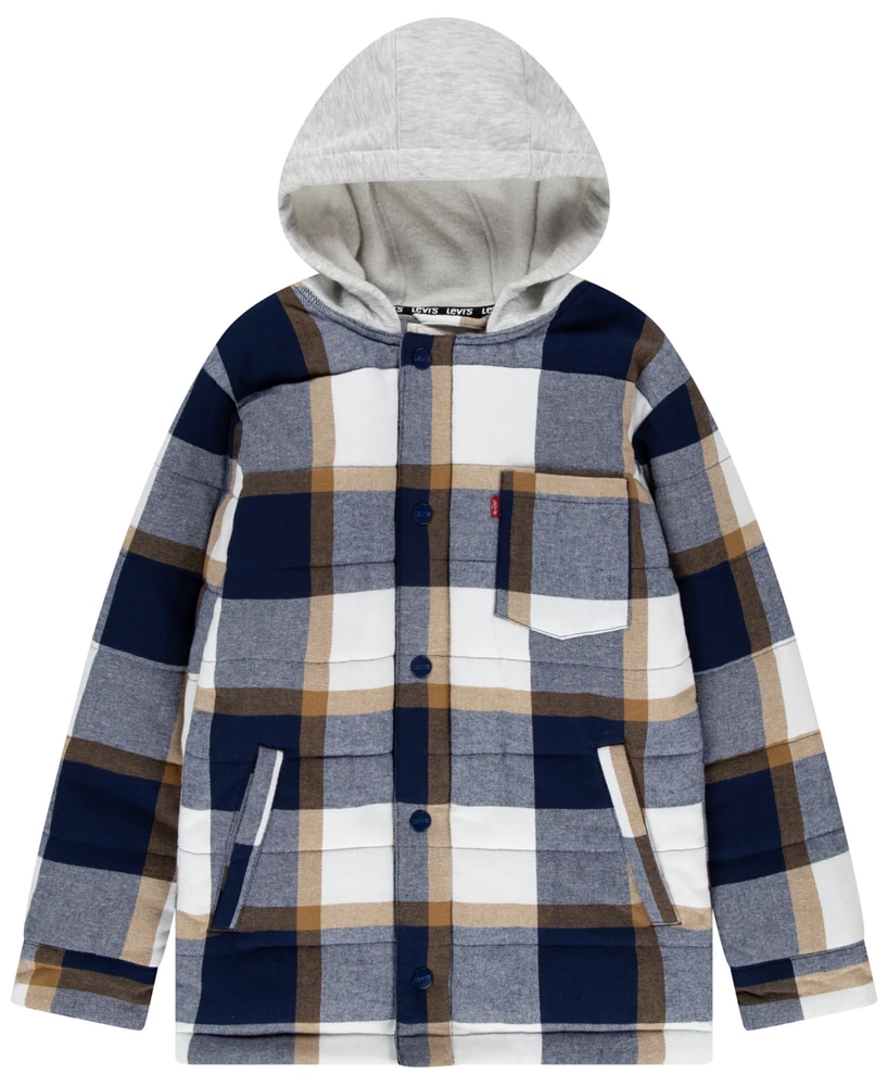 Levi's Big Boys Plaid Hooded Shacket