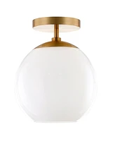 Hudson & Canal 9" Metal Bartlett Wide Semi Flush Mount