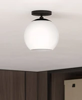 Hudson & Canal 9" Metal Bartlett Wide Semi Flush Mount