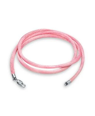 Bling Jewelry Pink Satin Silk Necklace Pendant Cord .925 Sterling Silver