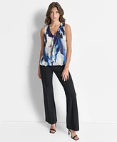 Dkny Women's Printed V-Neck Sleeveless Top