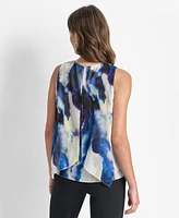 Dkny Women's Printed V-Neck Sleeveless Top