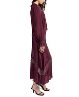 En Saison Women's Cover Lace-Cuff Collared Blouse