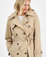 London Fog Women's Belted Hooded Trench Coat