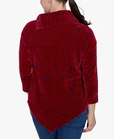 Ruby Rd. Petite Split Cowl Neck Chenille Jacquard Knit Top