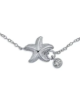 Bling Jewelry Nautical Cubic Zirconia Accent Dangling Starfish Anklet Ankle Bracelet Sterling Silver 9-10 Inch