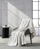 Kenneth Cole New York Basketweave Jacquard Plush Throw, 70" X 50"