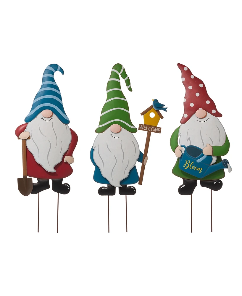 Glitzhome 36"H Gnome Yard Stake or Wall Decor Set of 3