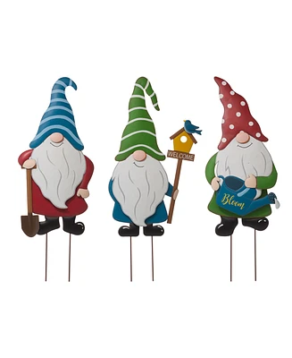 Glitzhome 36"H Gnome Yard Stake or Wall Decor Set of 3