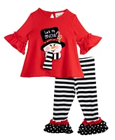 Rare Editions Baby Girl Snowman Applique Outfit, 2-Piece Set