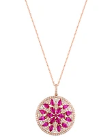 Effy Ruby (2-3/4 ct. t.w.) & Diamond (5/8 ct. t.w.) Mandala 18" Pendant Necklace in 14k Rose Gold