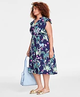 On 34th Trendy Plus Flutter-Sleeve Midi Dress, Exclusively at Macy's