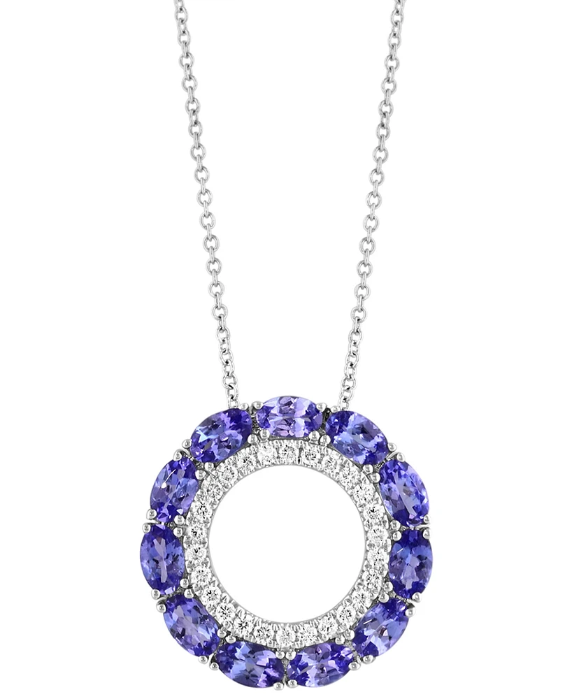 Effy Tanzanite (2-5/8 ct. t.w.) & Diamond (1/3 ct. t.w.) Circle Pendant 18"Necklace in 14k White Gold