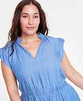 On 34th Trendy Plus Split-Neck Flutter-Sleeve Midi Dress, Exclusively at Macy's