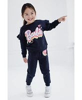 Barbie Girls Fleece Sweatshirt and Jogger Pants Outfit Set Newborn to (0-3 Months