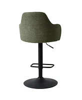 Set Of 2 Armrest Upholstered 360° Swivel Adjustable Barstool With Black Legs-Maison Boucle