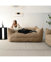 Maison Boucle Upholstered Teddy Fabric Bean Bag Loveseat Sofa-Maison