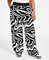 Nina Parker Trendy Plus Pull-On Swirl Knit Pants