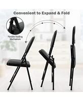 Costway Pack Folding Chairs Portable Padded Office Kitchen Dining Chairs