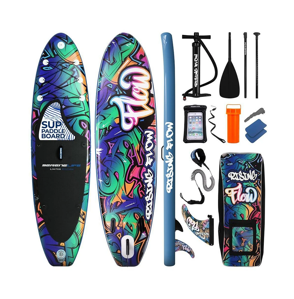 SereneLife Rising Flow Stand-Up Paddle-Board (Sup) with Waterproof Mobile Phone Case, 10'6"